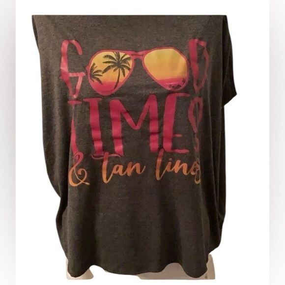 Bella Canvas size 2XL grey “Good time and tan lines” graphic tank top EUC worn - Picture 1 of 6
